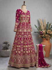 Magenta Heavy Embroiderd Georgette Anarkali Gown