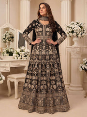 Black Heavy Embroiderd Georgette Anarkali Gown