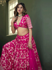 Pink Dola Silk Jacquard Wedding Festive Lehenga