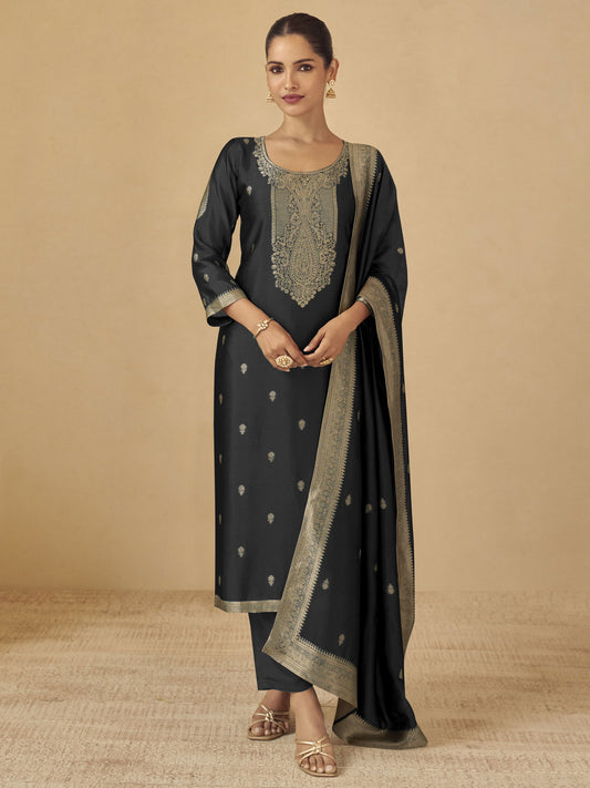 Black Patywear Viscose Silk Salwar Suit
