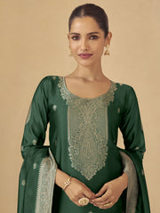 Green Patywear Viscose Silk Salwar Suit