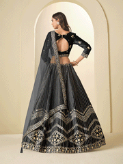Black Velvet Beautifully Embroidered Lehenga Choli