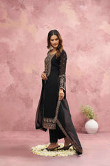 Black Georgette Threads & Khatli Wedding Festive Salwar Suit
