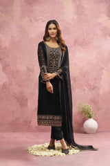 Black Georgette Threads & Khatli Wedding Festive Salwar Suit