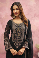 Black Georgette Threads & Khatli Wedding Festive Salwar Suit