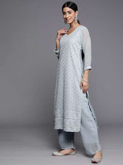 Floral Embroidered Chikankari Kurta with Palazzos