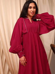 Pink Women Pleated Sequinned Kurta with Palazzos