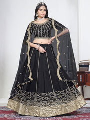 Women Black Art Silk Lehenga Choli