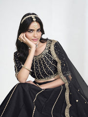 Women Black Art Silk Lehenga Choli