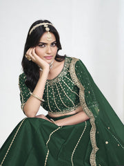 Women Green Art Silk Lehenga Choli