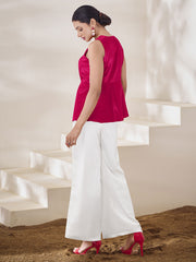 V-Neck Sleeveless Embellished Pure Silk Wrap Top