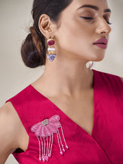 V-Neck Sleeveless Embellished Pure Silk Wrap Top