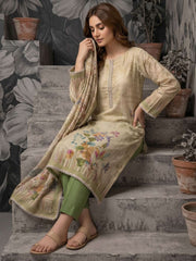 Green Pure Cotton Kurta Set With Simmer Print