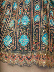 Blue Aari embroidered benarasi lehenga for Brides