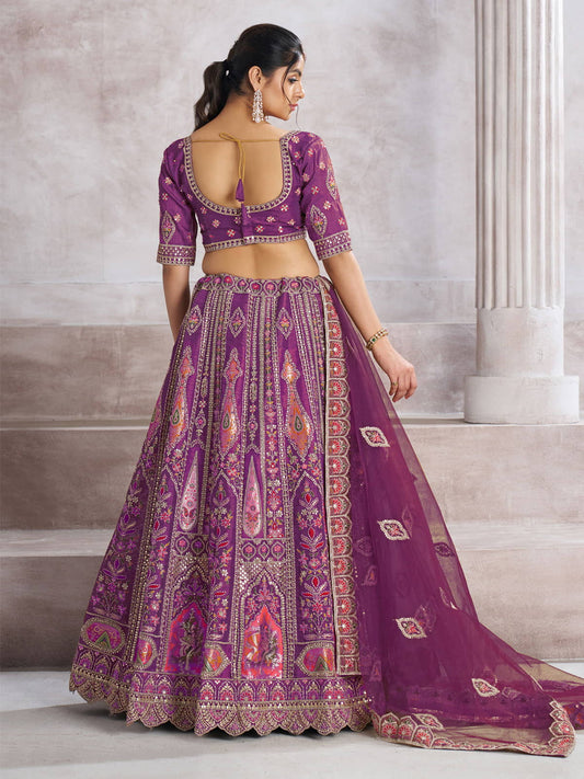 Berry Purple bridesmaid Patch-Work Semi Stitched Lehenga Choli