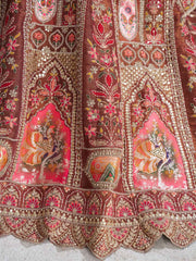 Trending Mocha Colorlehenga for womenwith aari and patch work Semi bridal Lehenga Choli