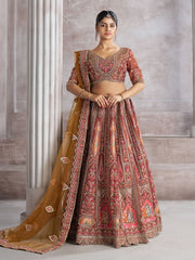 Trending Mocha Colorlehenga for womenwith aari and patch work Semi bridal Lehenga Choli