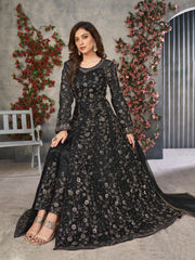 Black Wedding Function Pant Style Anarkali Suit