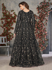 Black Wedding Function Pant Style Anarkali Suit