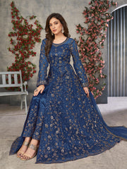 Blue Wedding Function Pant Style Anarkali Suit