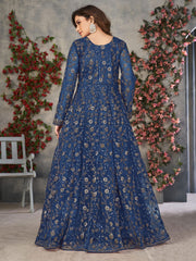 Blue Wedding Function Pant Style Anarkali Suit