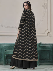 Black Chinon Embroidered Indowestern Sets and Suits Festive Wear