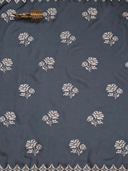 Teal Floral Embroidered Sequinned Unstitched Dress Material