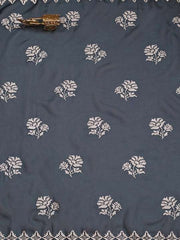 Teal Floral Embroidered Sequinned Unstitched Dress Material