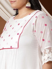 Floral Embroidered A line Kurta with Trousers