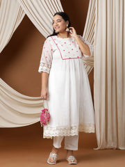 Floral Embroidered A line Kurta with Trousers