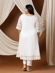 Floral Embroidered A line Kurta with Trousers