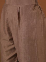 Ethnic Motifs Yoke Design Embroidered Straight Kurta & Trousers With Dupatta