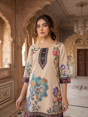 Floral Linen Printed Tunic with Trousers