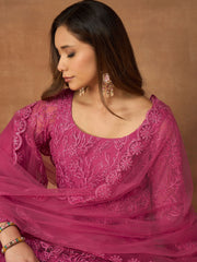 Women Ethnic Motifs Embroidered Panelled Thread Work Kurta with Trousers & With Dupatta