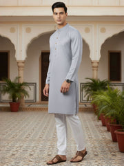 Mandarin Collar Straight Kurta & Trousers