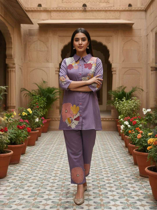 Embroidered Shirt with Trousers
