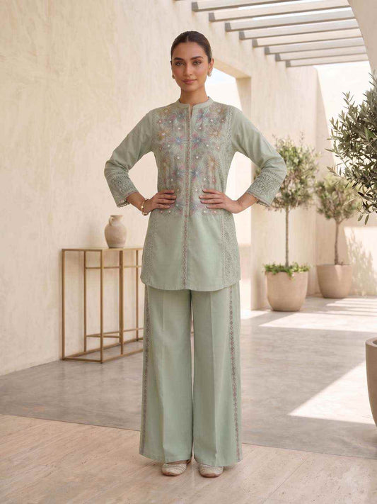 Floral Embroidered Tunic with Palazzos
