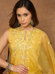 Women Floral Embroidered Regular Thread Work Kurta with Palazzos & With Dupatta