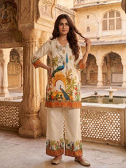 Linen Printed Tunic with Palazzos