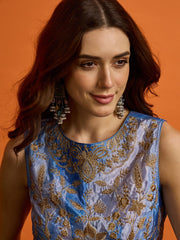 Floral Organza Embroidered Top with Palazzos