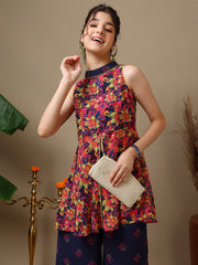 Girls Floral Printed Regular Kurta with Palazzos