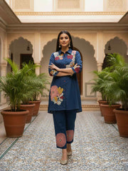 Indie Florals Embroidered Tunic with Trousers