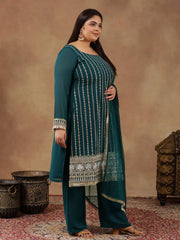 Women Ethnic Motifs Embroidered Regular Thread Work Kurta with Palazzos & With Dupatta