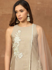 Women Floral Embroidered Regular Thread Work Kurta with Palazzos & With Dupatta