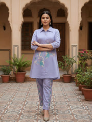 Chanderi Embroidered Tunic with Trousers