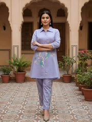 Chanderi Embroidered Tunic with Trousers