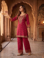Linen Embroidered Tunic with Palazzos