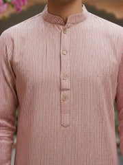 Striped Mandarin Collar Kurta & Trousers
