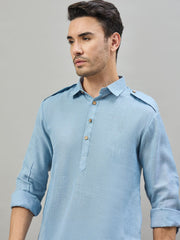 Men Regular Linen Kurta with Dhoti Pants