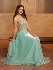 Embroidered Shoulder Straps Gown Ethnic Dresses